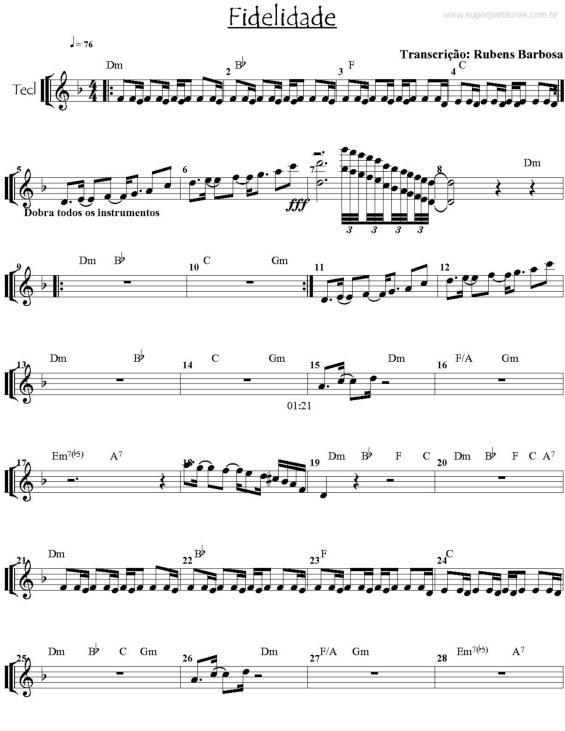 Partitura da música Fidelidade