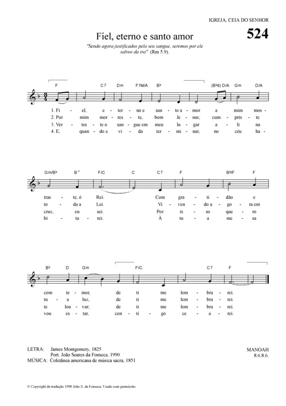 Partitura da música Fiel Eterno E Santo Amor