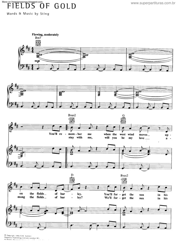 Partitura da música Fields Of Gold v.5