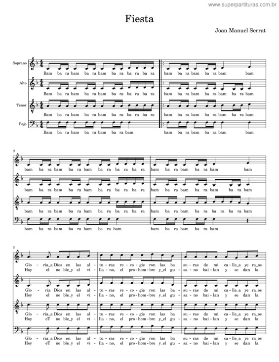 Partitura da música Fiesta – Joan Manuel Serrat