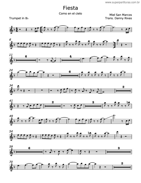 Partitura da música Fiesta – Miel San Marcos