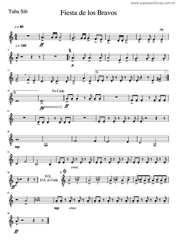 Partitura da música Fiesta De Los Bravos Tuba
