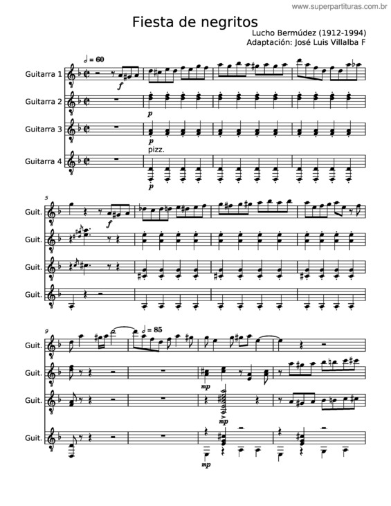 Partitura da música Fiesta De Negritos  – Lucho Bermúdez v.2