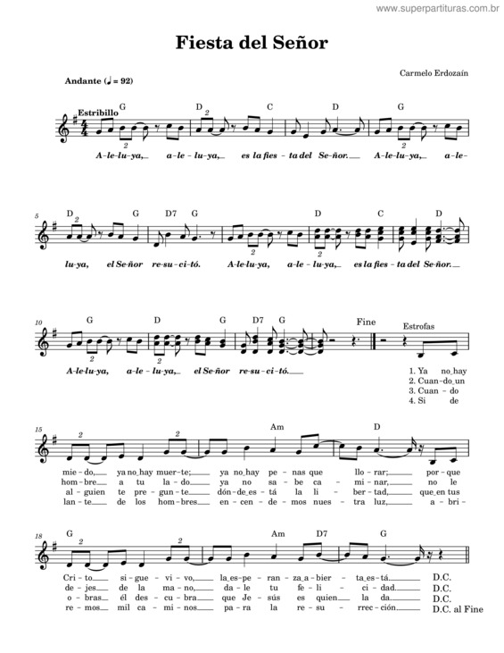 Partitura da música Fiesta Del Señor – Carmelo Erdozáin