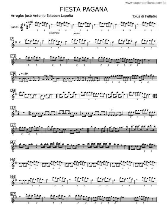 Partitura da música Fiesta Pagana – Txus Di Fellatio