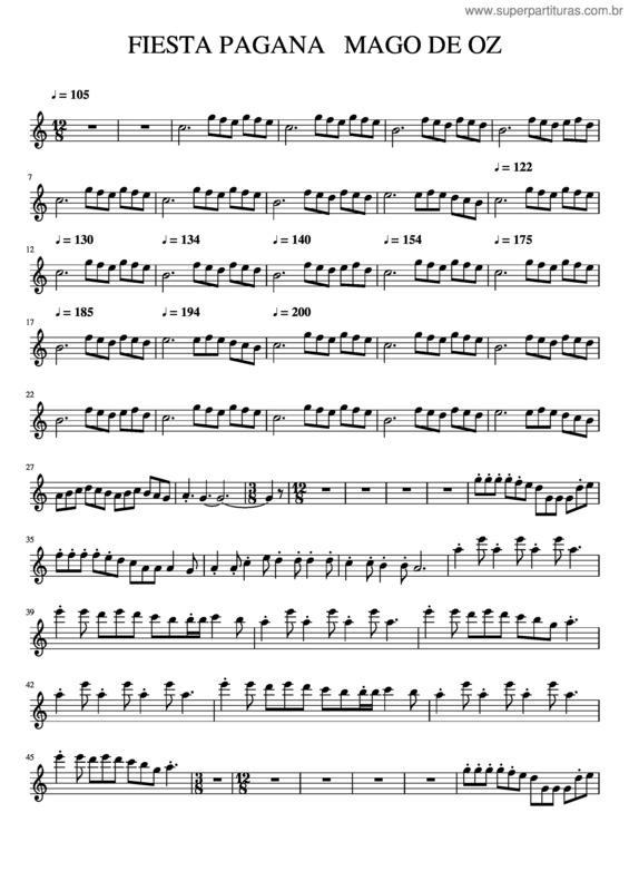 Partitura da música Fiesta Pagana Mago De Oz
