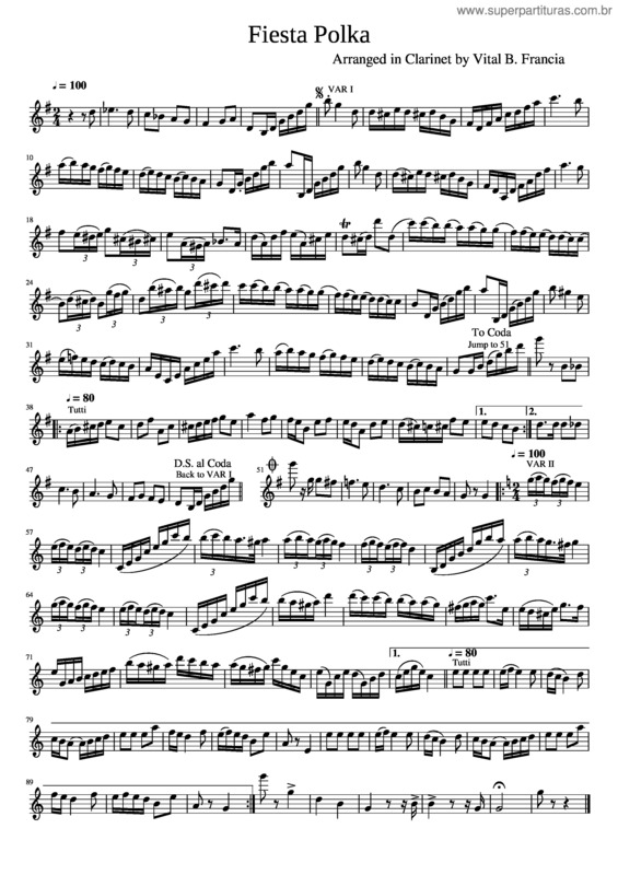 Partitura da música Fiesta Polka As Arranged