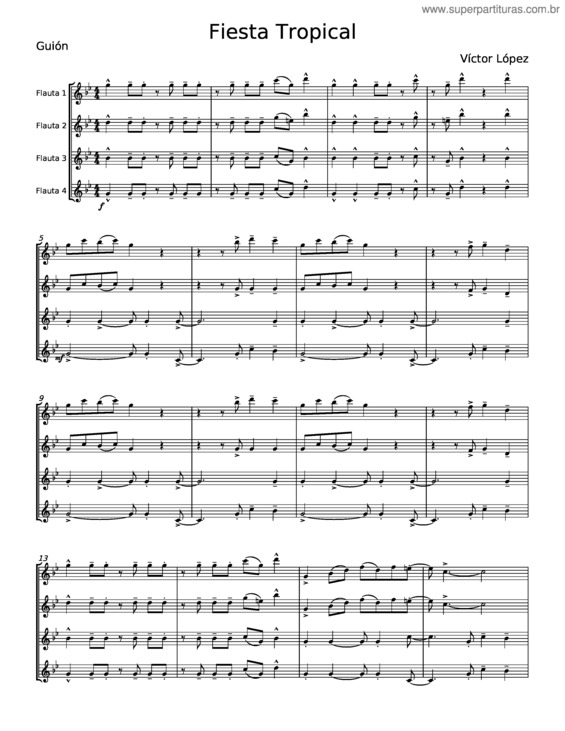 Partitura da música Fiesta Tropical – Victor Lopez