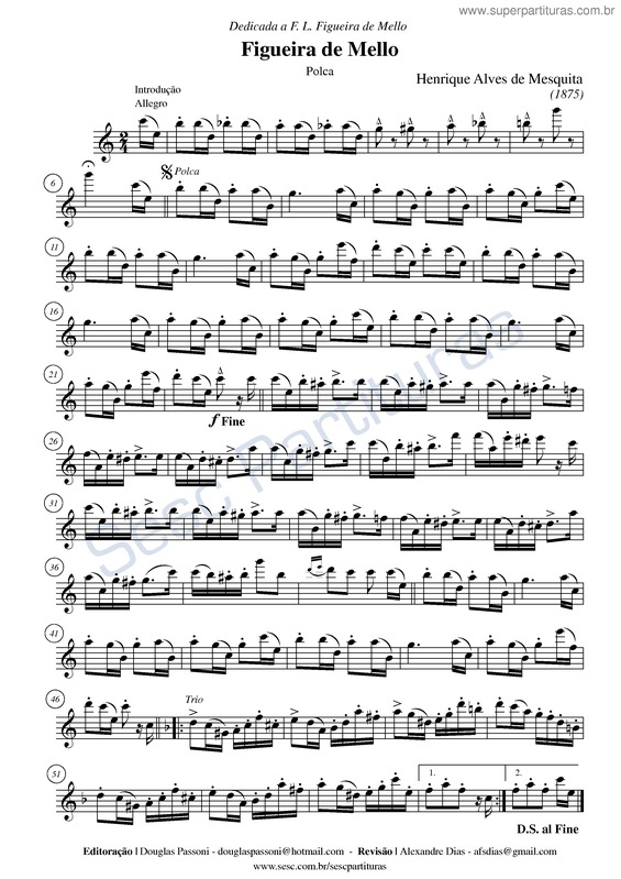 Partitura da música Figueira de Mello