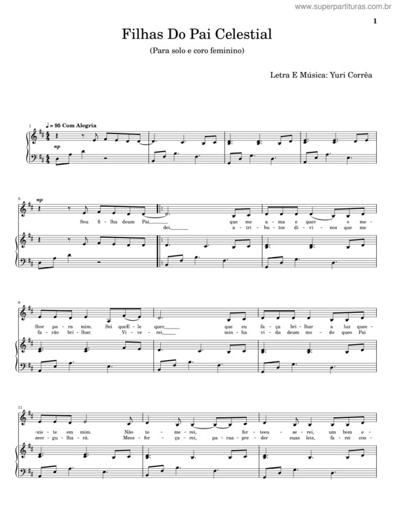 Partitura da música Filhas Do Pai Celestial