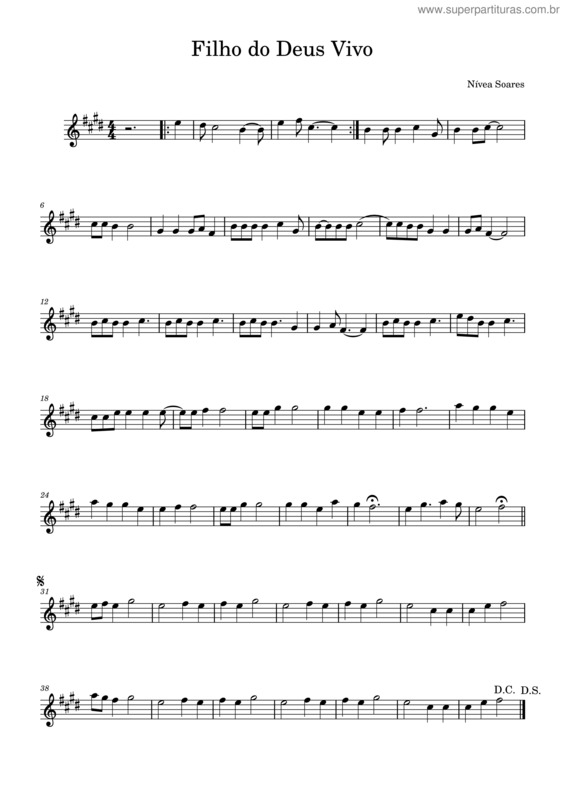 Partitura da música Filho Do Deus Vivo – Nívea Soares