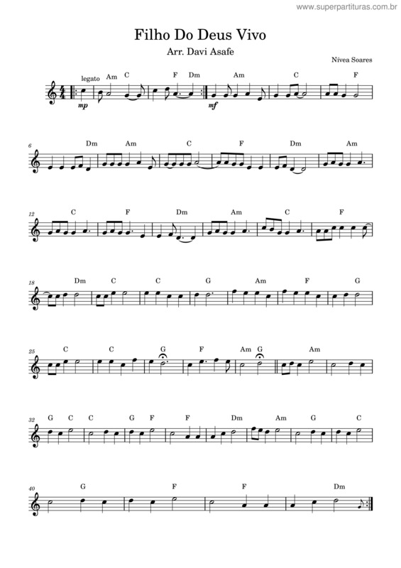 Partitura da música Filho Do Deus Vivo v.2