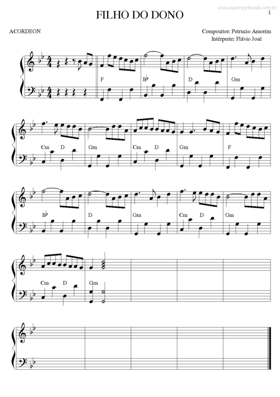 Partitura da música Filho do Dono