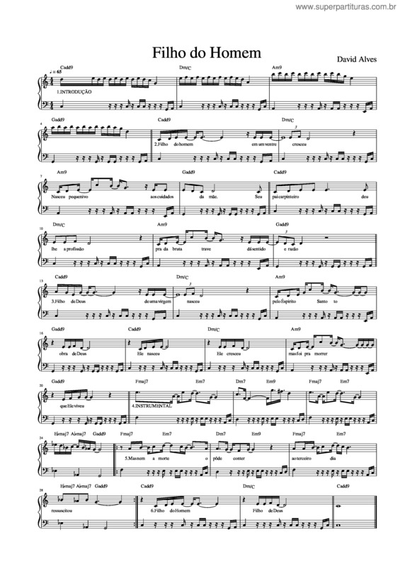 Partitura da música Filho Do Homem – David Alves v.2