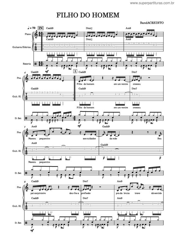 Partitura da música Filho Do Homem – David Alves v.3