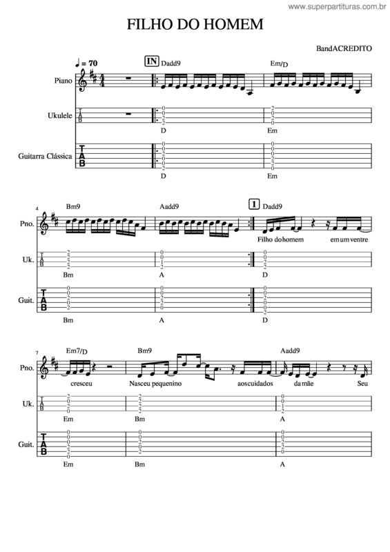 Partitura da música Filho Do Homem – David Alves v.4