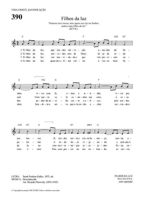 Partitura da música Filhos Da Luz