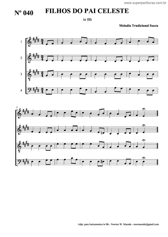 Partitura da música Filhos Do Pai Celeste v.2