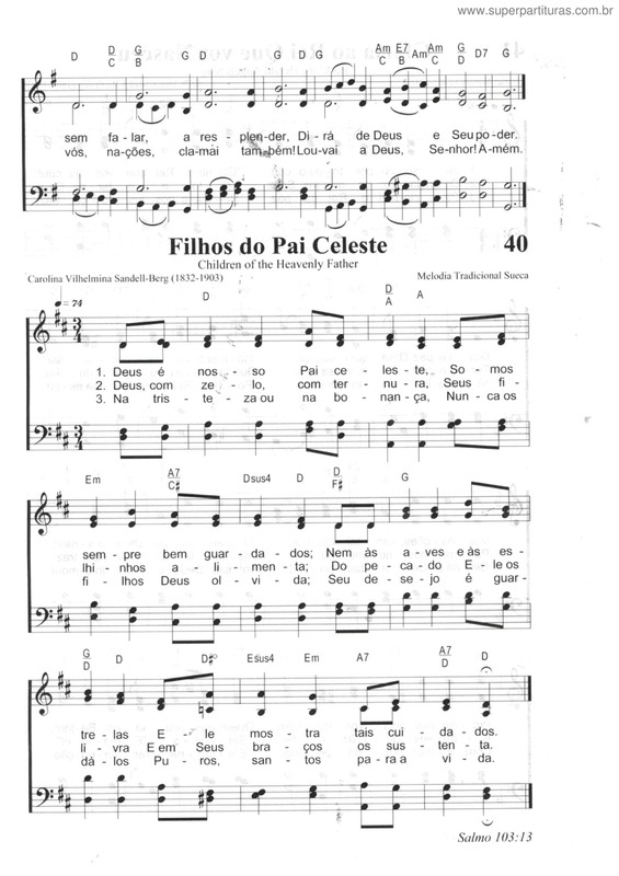 Partitura da música Filhos Do Pai Celeste