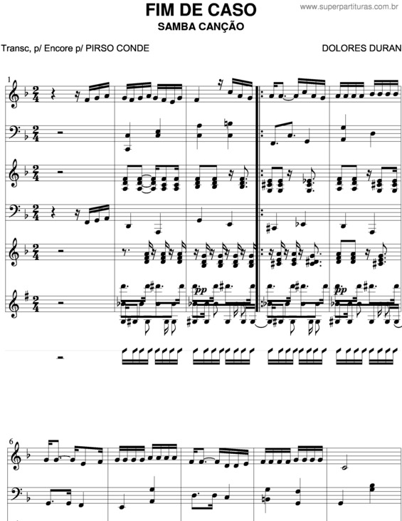 Partitura da música Fim De Caso v.2