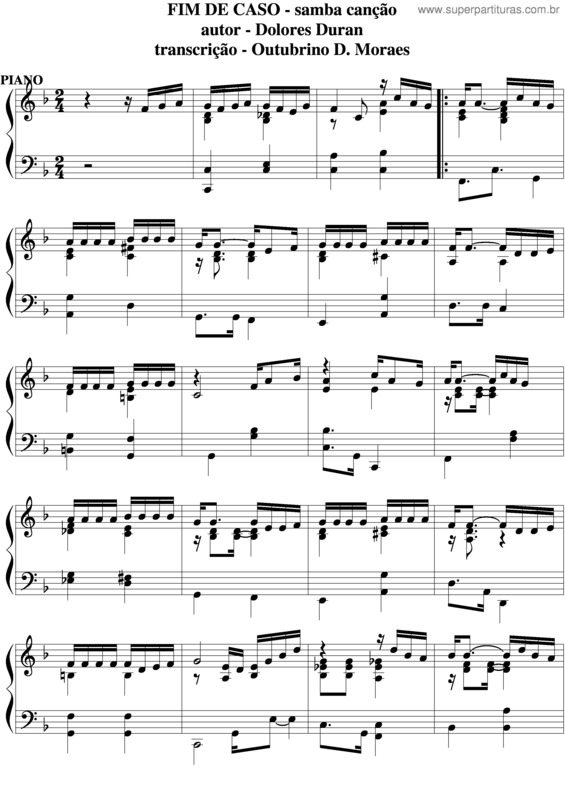 Partitura da música Fim De Caso v.3