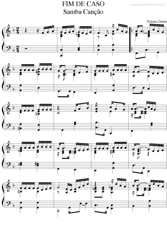 Partitura da música Fim de Caso