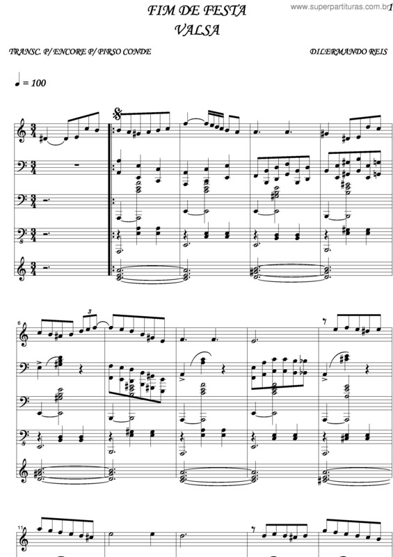 Partitura da música Fim De Festa v.2