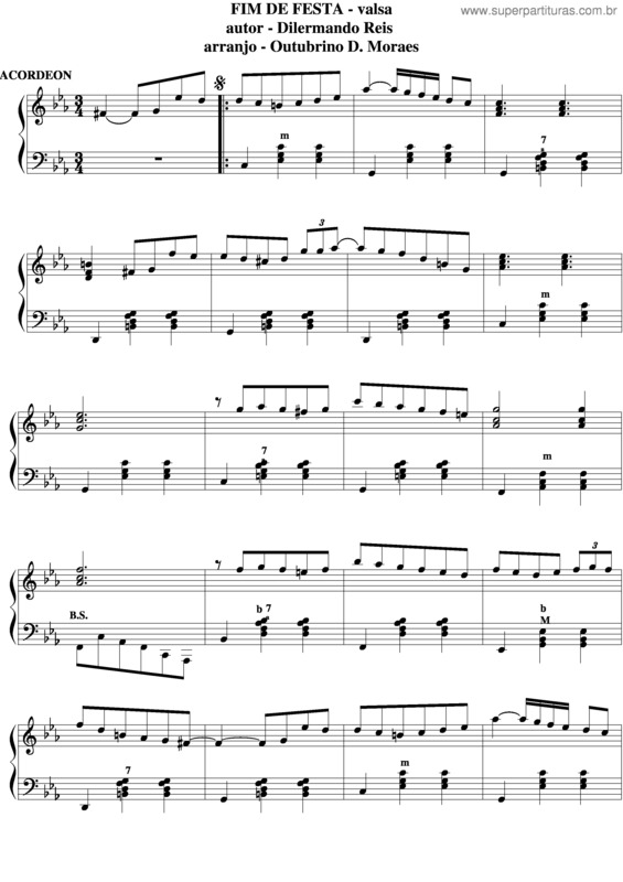 Partitura da música Fim De Festa v.3