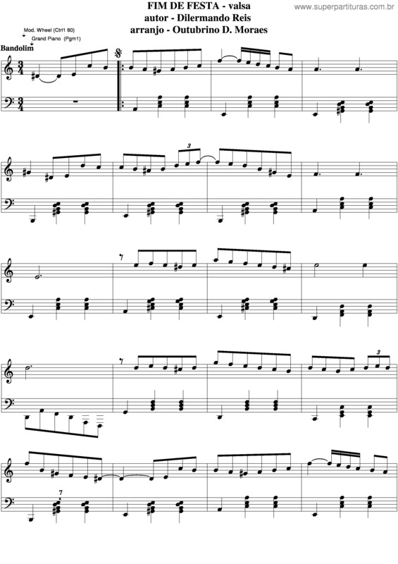 Partitura da música Fim De Festa v.5