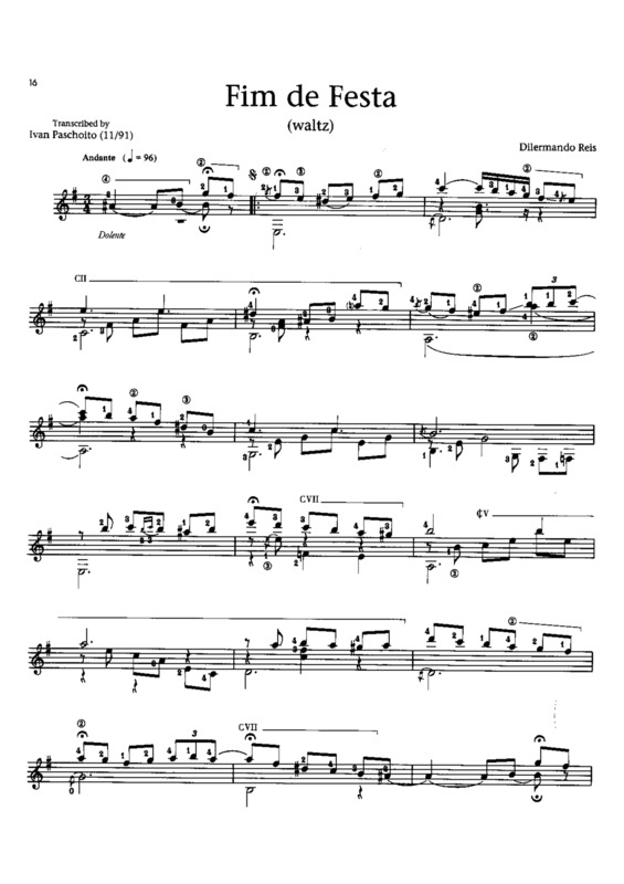 Partitura da música Fim De Festa v.8