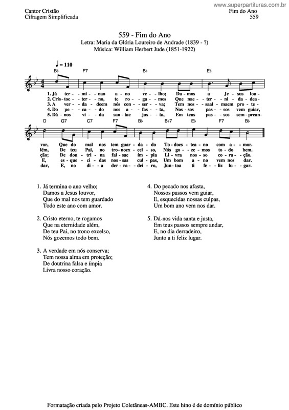 Partitura da música Fim Do Ano