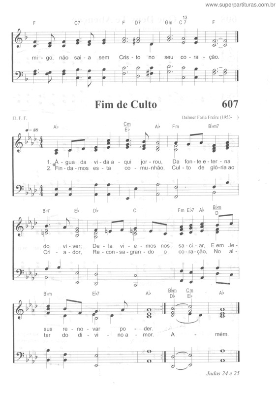 Partitura da música Fim Do Culto