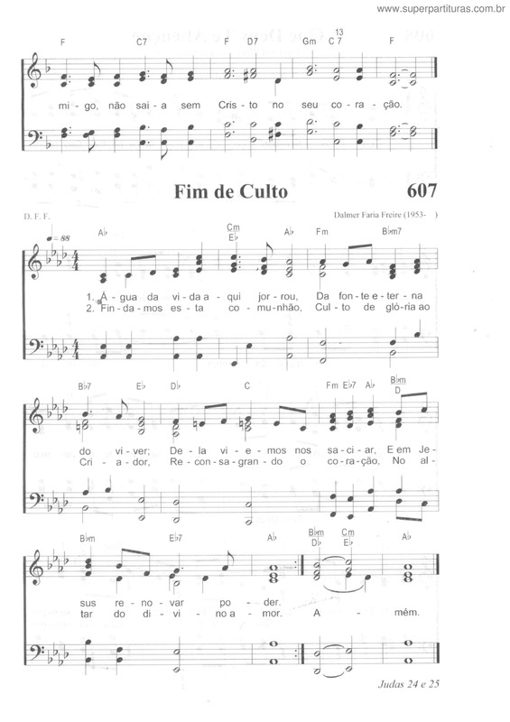 Partitura da música Fim Do Culto