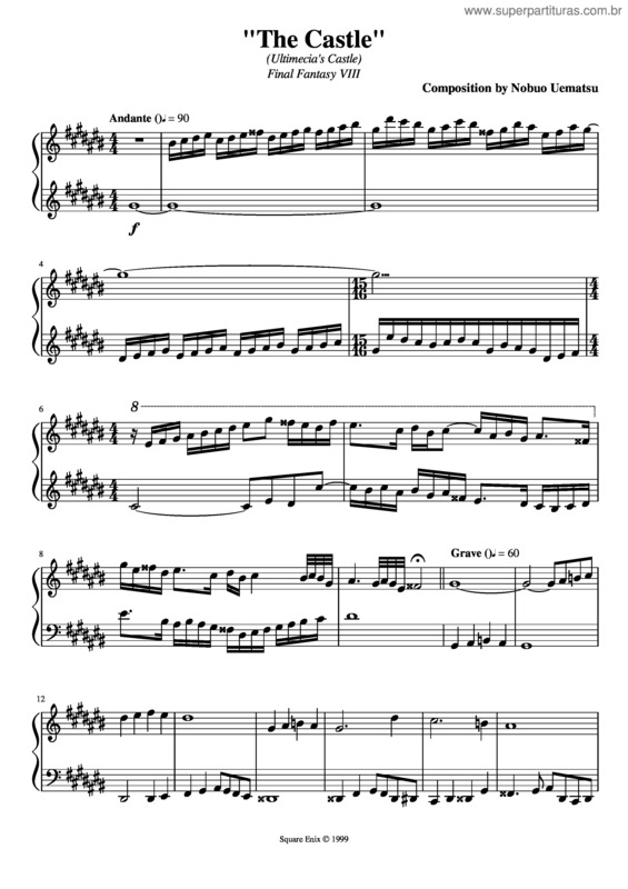 Partitura da música Final Fantasy 8 The Castle