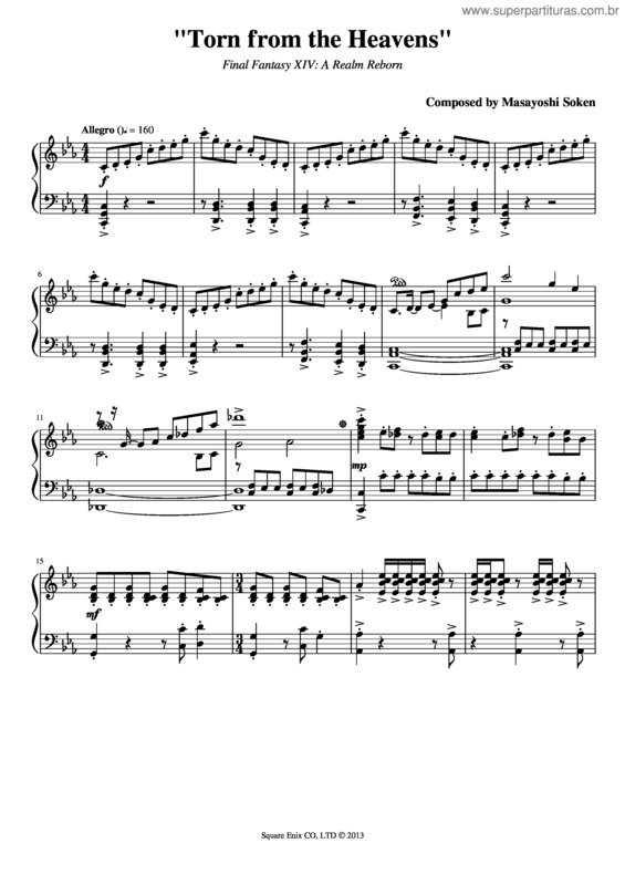 Partitura da música Final Fantasy Xiv A Realm Reborn – Torn From The Heavens