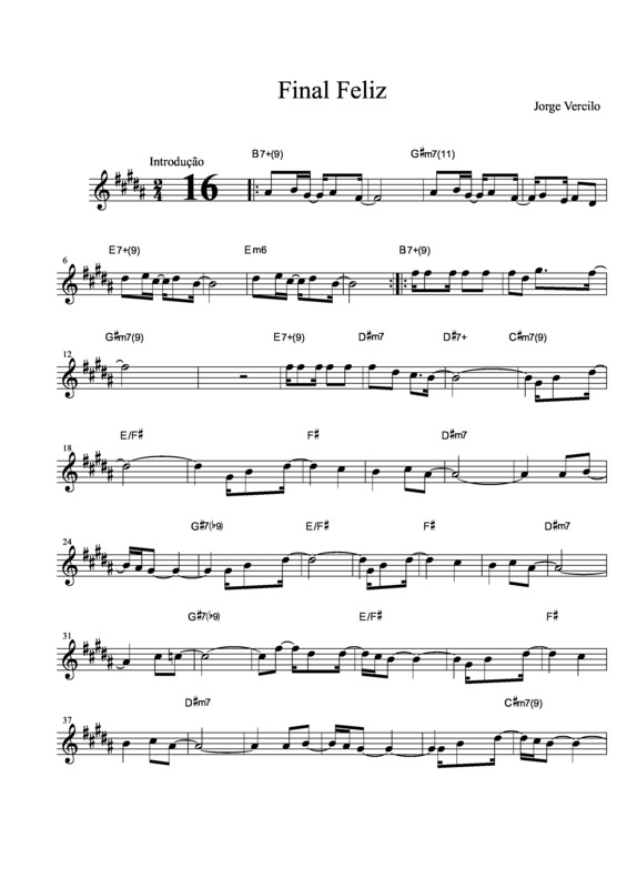 Partitura da música Final Feliz v.2