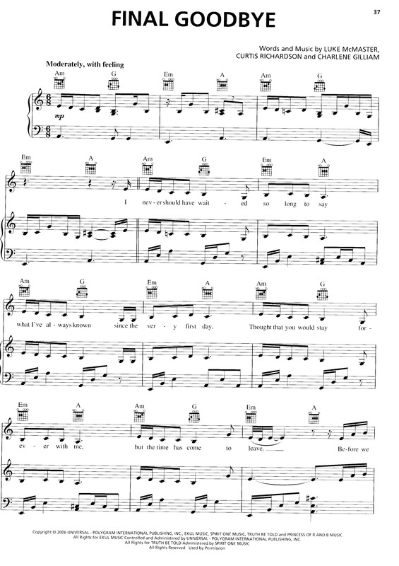 Partitura da música Final Goodbye v.2