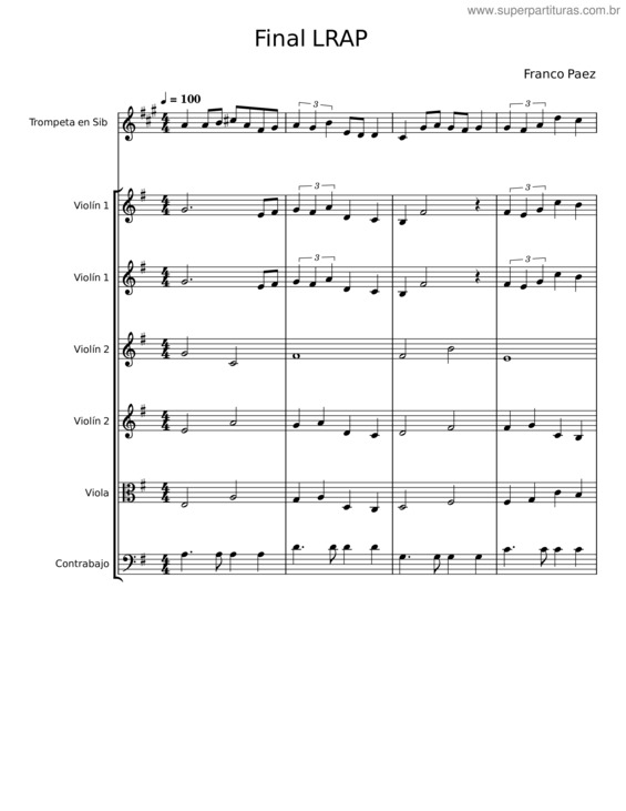 Partitura da música Final Lrap