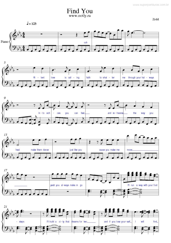 Partitura da música Find You