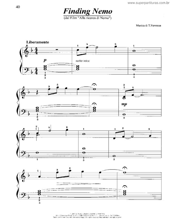 Partitura da música Finding Nemo