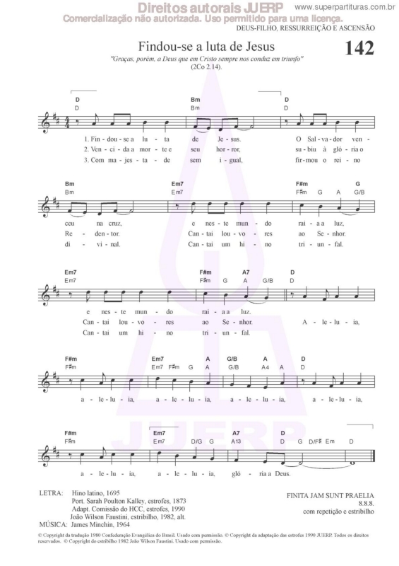 Partitura da música Findou-se A Luta De Jesus - 142 HCC