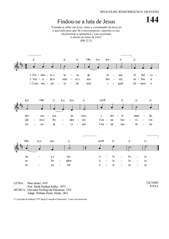 Partitura da música Findou-se A Luta De Jesus