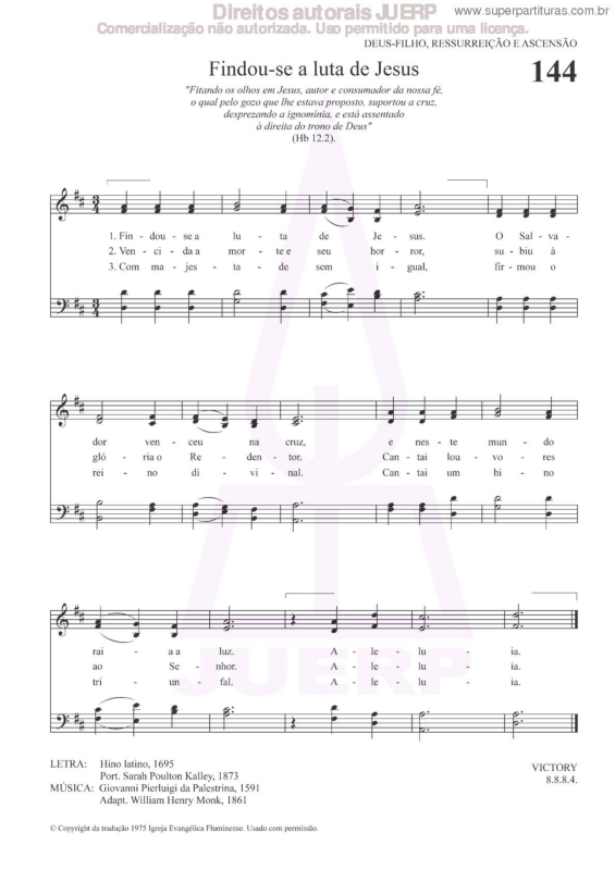 Partitura da música Findou-se A Luta De Milagres - 144 HCC v.2