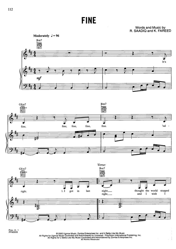 Partitura da música Fine v.2