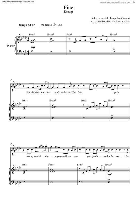 Partitura da música Fine v.3