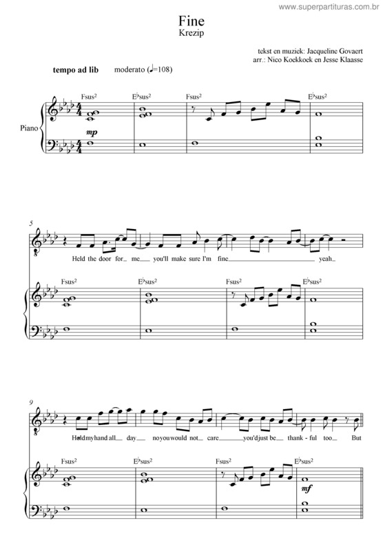 Partitura da música Fine