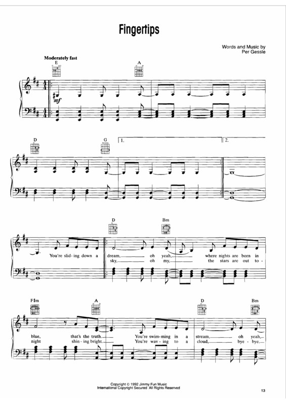 Partitura da música Fingertips