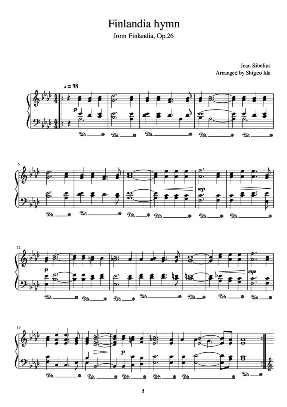 Partitura da música Finlandia Hymn