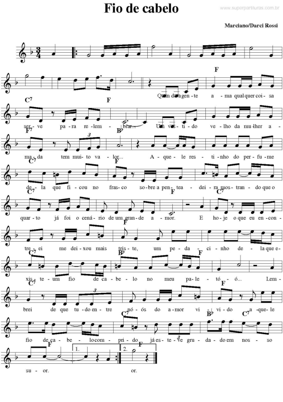 Partitura da música Fio De Cabelo