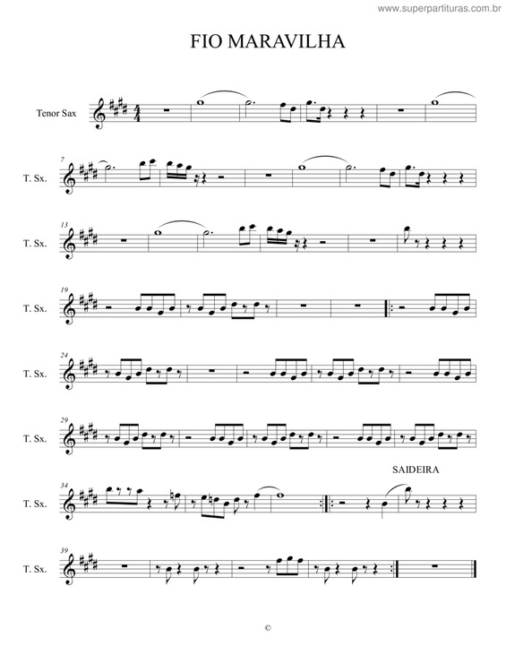 Partitura da música Fio Maravilha